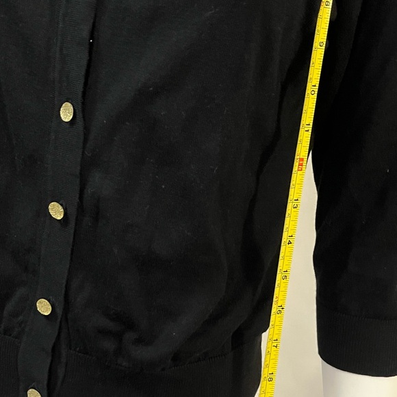 August Silk Black Cardigan Knitwear with attached elegant brooch sparkle buttons - Picture 5 of 7